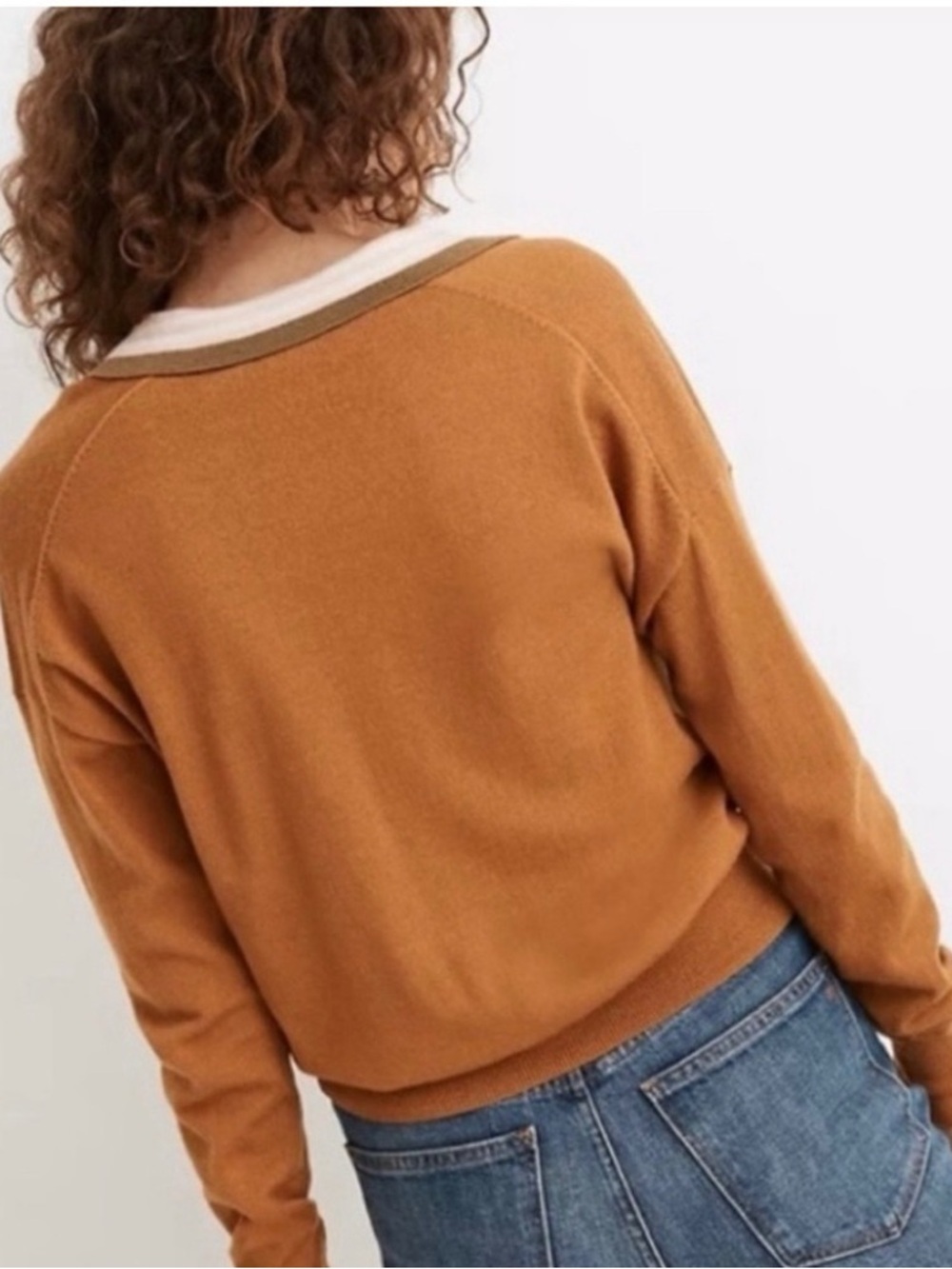 Madewell Colorblock Polo Sweater Golden Sunset Size Small - Picture 2 of 7
